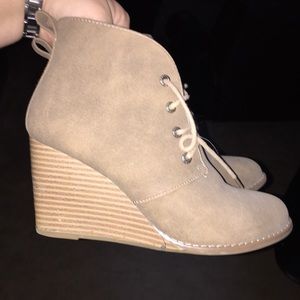 Worn once, wedge heels, size 7.5